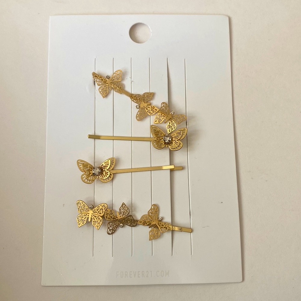 ~ 4 Piece Gold Butterfly Bobby Pins ~